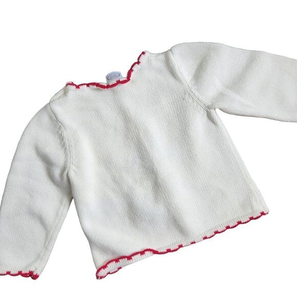 Talbots Kids Sweater 24 Months Teddy Bear Knit Ivory Red Edging - Picture 6 of 6